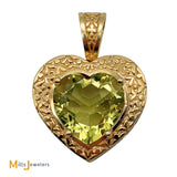 14K Yellow Gold 5.43ct Lime Citrine Heart-Shaped Pendant