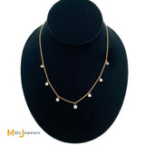 14K Yellow Gold Cleopatra 1.70ctw Dripping Diamond 7-Station 16-Inch Necklace
