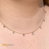 14K Yellow Gold Cleopatra 1.70ctw Dripping Diamond 7-Station 16-Inch Necklace
