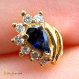 14K Yellow Gold 0.42ctw Blue Sapphire 0.21ctw Diamond Stud Earrings