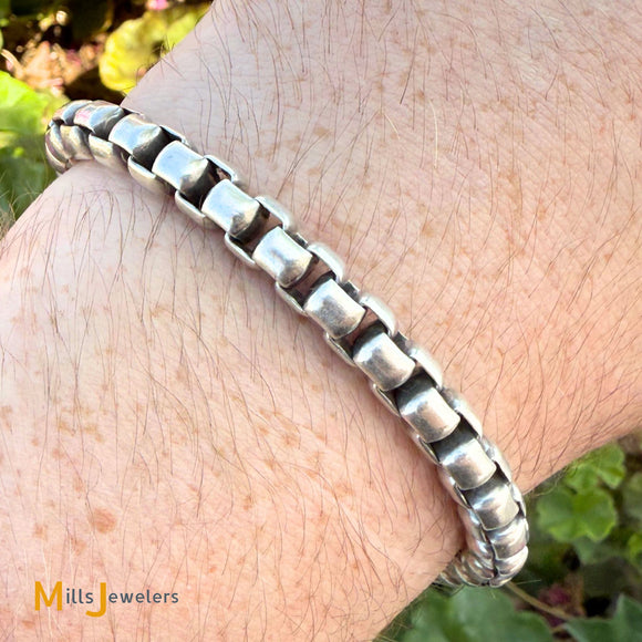 David Yurman Sterling Silver 925 Box Chain 7mm Bracelet