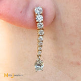 Signed 14K Two-tone Gold 1.87ctw Diamond Graduated Dangle Earrings