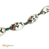 Sterling Silver 925 Barrel Turquoise Bead Necklace 18"