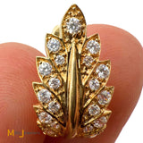 14K Yellow Gold 0.44ctw Round Brilliant Diamond Leaf Huggie Earrings