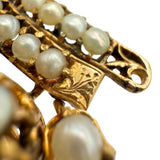 Antique 18K Yellow Gold Pearl Art Deco Brooch