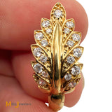 14K Yellow Gold 0.44ctw Round Brilliant Diamond Leaf Huggie Earrings
