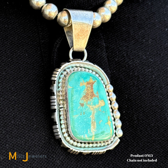 Signed Harold Bect Sterling Silver 925 Royston Turquoise Pendant