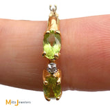 Clyde Duneier 14K Yellow Gold Oval Cut Peridot and 0.01ctw Diamond Hoop Earrings