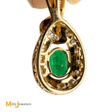 14K Yellow Gold 0.72ct Oval Emerald and 0.55ctw Diamond Slide Pendant