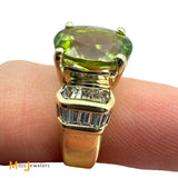 14k Yellow Gold 1.76ct Oval Peridot 0.24ctw Diamond Cocktail Ring Size 6.25