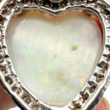 14K Two-tone Gold 20.37ct Australian Fire Opal and 1.08ctw Diamond Heart Pendant