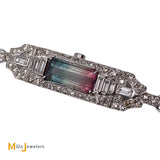Platinum Case 14K White Gold Bolo 3.25ct Tourmaline 1.11cts Diamond Bracelet