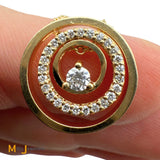 14K Yellow Gold 0.21ctw Diamond Layered Circle Slide Pendant Necklace