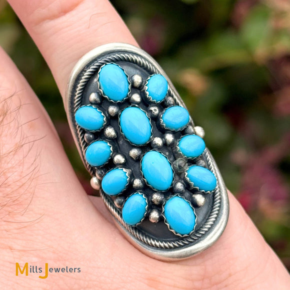 Paul Livingston Navajo Sterling Silver 925 Sleeping Beauty Turquoise Ring Size 7