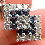 14K White Gold 0.5ctw Blue Sapphire and 0.54ctw Diamond Slide Geometric Pendant