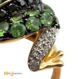 EFFY Safari 14K Yellow Gold 1.32ctw Tsavorite, 1.11ctw Sapphire & 0.095ctw Diamond Frog Ring Size 7