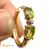 Clyde Duneier 14K Yellow Gold Oval Cut Peridot and 0.01ctw Diamond Hoop Earrings
