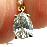 Signed 14K Two-tone Gold 1.87ctw Diamond Graduated Dangle Earrings