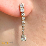 Signed 14K Two-tone Gold 1.87ctw Diamond Graduated Dangle Earrings