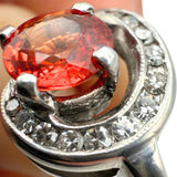 14K White Gold 0.75ct Spessartite Garnet and 0.21ctw Diamond Ring Size 5.25