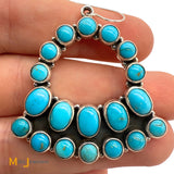 Signed KN Sterling Silver 925 Turquoise Cluster Dangle Earrings