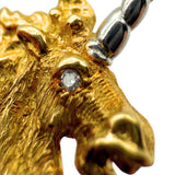 18K Yellow Gold and Platinum 0.01ctw Diamond Unicorn Slide Pendant