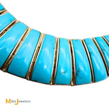 Vintage Betty Thomas Sanel Navajo Sterling Silver 925 Graduated Turquoise Link Necklace 16"