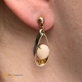 14K Yellow Gold 3.50ctw Coral Dangle Drop Earrings
