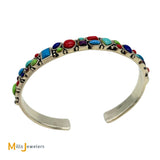Multi Stone Sterling Silver 925 Cuff Bracelet