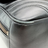 Gucci Black Calfskin Leather Medium Marmont Crossbody With Red White Blue Strap