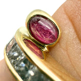 14k Yellow Gold 0.32ctw Ruby and 0.66ctw Princess Cut Diamond Band Ring Size 5.25
