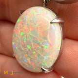 14K Two-tone Gold 10ct Australian Fire Opal Abstract Slide Dangle Pendant