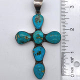 Federico Jimenez Sterling Silver 925 Large Turquoise Cross Pendant