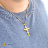 14K Yellow Gold 0.31ct Solitaire Diamond Cross Pendant