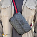 Gucci GG Supreme Black/Grey Coated Canvas Belt Flap Bag