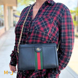 Gucci Black Calfskin Leather Ophidia Chain Shoulder Bag
