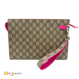 RARE Gucci X Currynew 2025 Playful Series GG Supreme Canvas Fuchsia Clutch Zipper Bag
