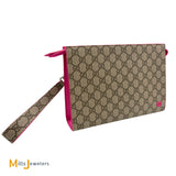 RARE Gucci X Currynew 2025 Playful Series GG Supreme Canvas Fuchsia Clutch Zipper Bag