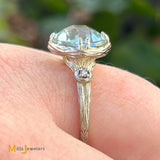 I.REISS 14K Yellow Gold 2.60ct Cushion Cut Prasiolite and 0.03ctw Diamond Cocktail Ring Size 8.5