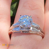 Platinum 1.89ct GIA Round Brilliant D Color VS1 Diamond Bridal Set Size 8.25