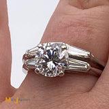 Platinum 1.89ct GIA Round Brilliant D Color VS1 Diamond Bridal Set Size 8.25