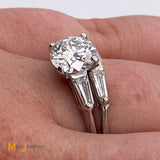 Platinum 1.89ct GIA Round Brilliant D Color VS1 Diamond Bridal Set Size 8.25