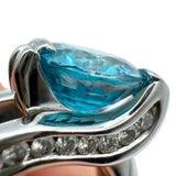 14K White Gold 4.82ct Blue Zircon and 1.0ctw Diamond Solitaire Ring Size 6.75