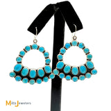 Signed KN Sterling Silver 925 Turquoise Cluster Dangle Earrings