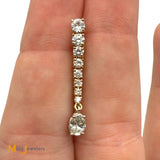 Signed 14K Two-tone Gold 1.87ctw Diamond Graduated Dangle Earrings