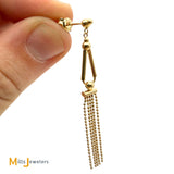 14K Yellow Gold Beaded Geometric Tassel Dangle Earrings