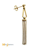 14K Yellow Gold Beaded Geometric Tassel Dangle Earrings