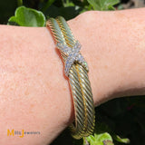 David Yurman 14K Yellow Gold 0.50ctw Diamond Cable Cuff Bracelet