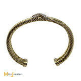 David Yurman 14K Yellow Gold 0.50ctw Diamond Cable Cuff Bracelet