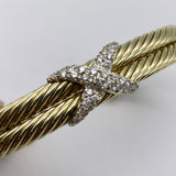 David Yurman 14K Yellow Gold 0.50ctw Diamond Cable Cuff Bracelet